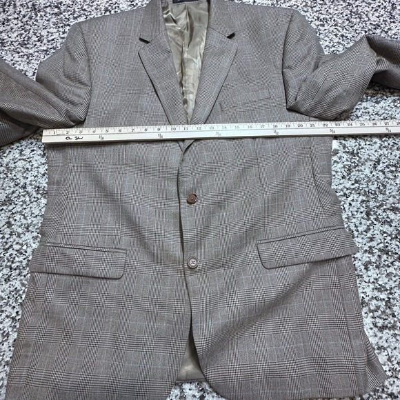 Ralph Lauren 2 Button Sport Coat 44 R‎ Windowpane Tan Polyester Jacket LRL - Picture 8 of 9